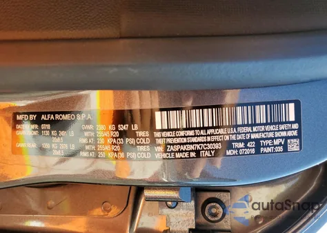 2019 Alfa Romeo Stelvio Ti из США, поврежденный, VIN ZASPAKBN7K7C30393